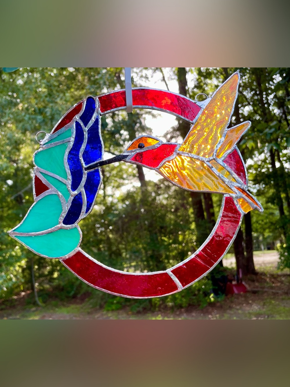 Stained Glass Hummingbird Suncatcher